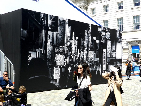 Daido Moriyama's work on the outside of the pavilion. (Photo by Michael Diemar)