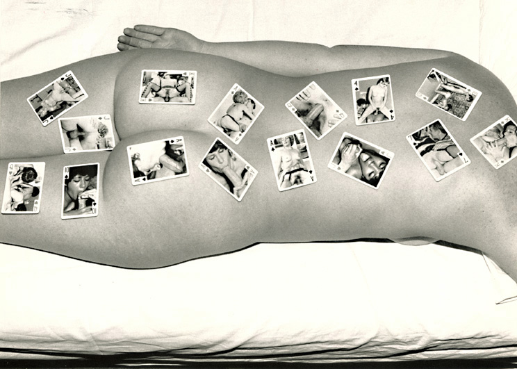 Marcel Marien - The Dream Bench, Female Nude Back with Cards Marcel Marien - The Dream Bench, Female Nude Back with Cards