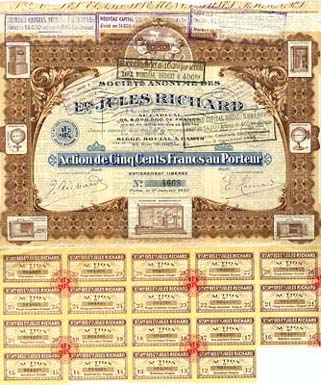 Jules Richard - Camera/Viewer Maker Bond Certificate