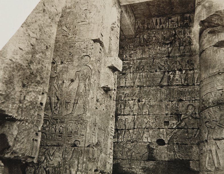 John Beasley Greene - Second Courtyard, Medinet Habou, Egypt  (Left Wall, South Side at the Southwest Corner)