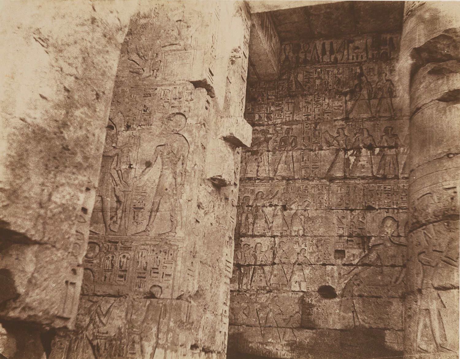 John Beasley Greene - Second Courtyard, Medinet Habou, Egypt  (Left Wall, South Side at the Southwest Corner)