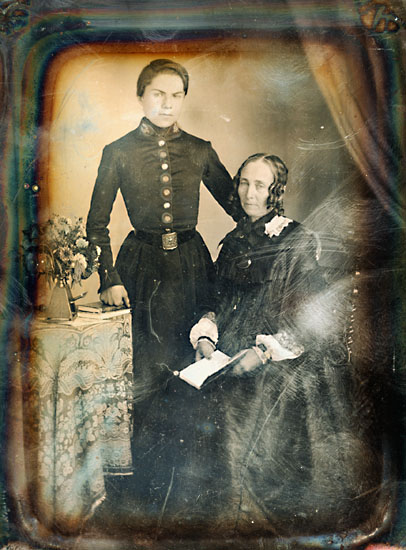 Anonymous (French) - Boy in Military Uniform with Mother with Stereo Viewer and Flowers on Table Anonymous (French) - Boy in Military Uniform with Mother with Stereo Viewer and Flowers on Table